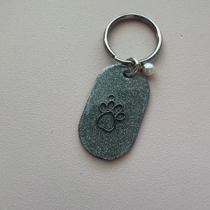 Gray Paw Print Keychain